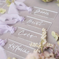 20pcs Acrylic Wedding Place Cards Rectangle Table Setting Sign Plate