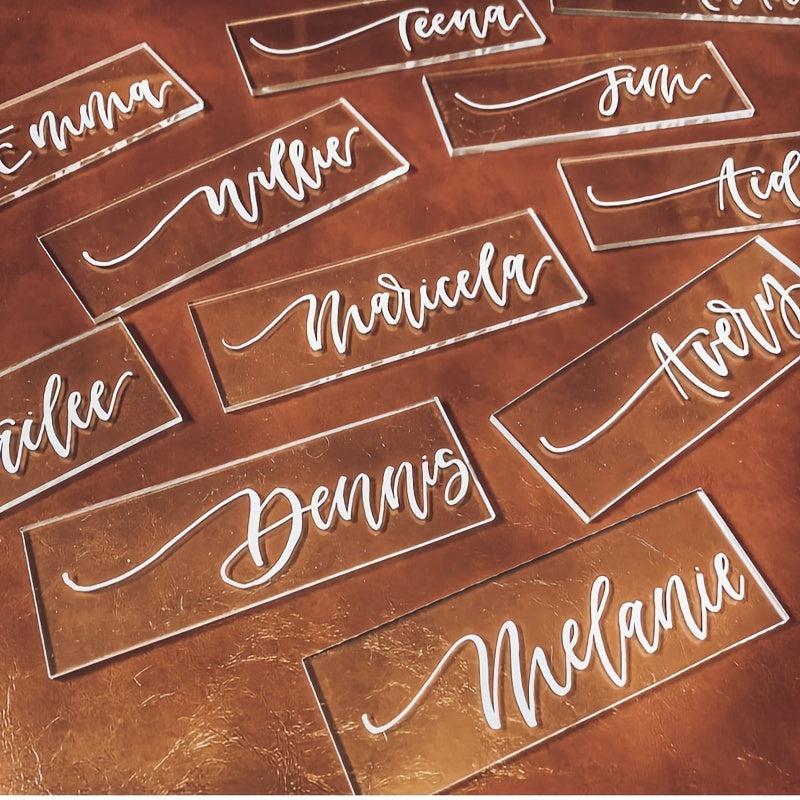20pcs Acrylic Wedding Place Cards Rectangle Table Setting Sign Plate