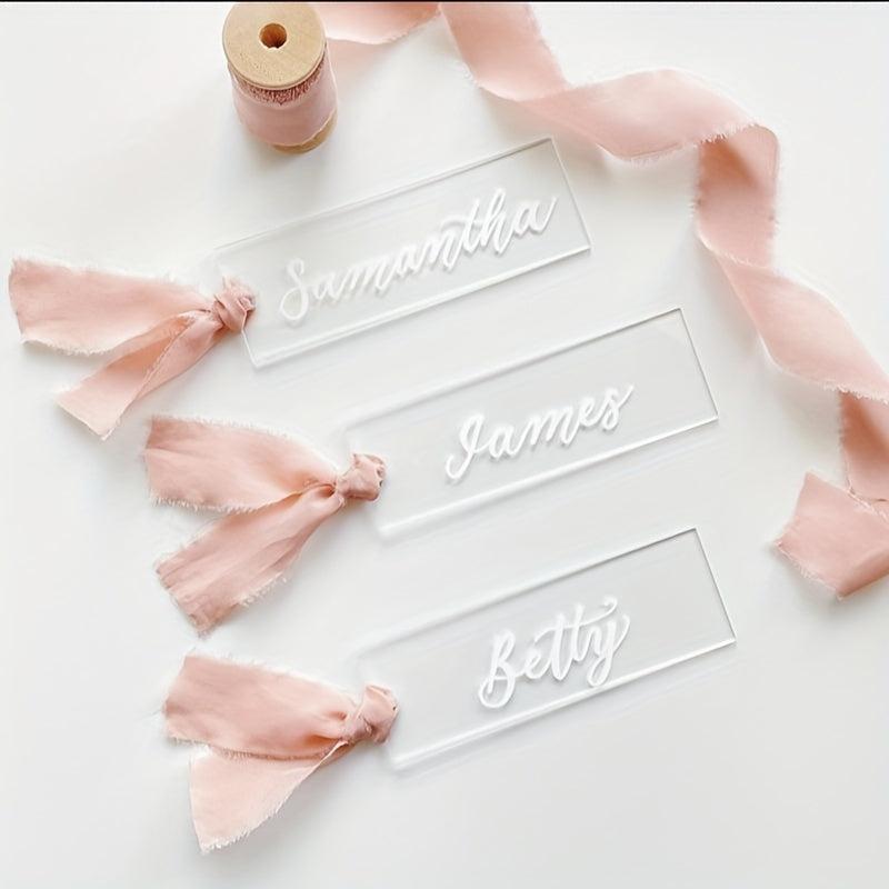 20pcs Acrylic Wedding Place Cards Rectangle Table Setting Sign Plate