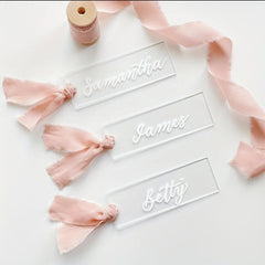20pcs Acrylic Wedding Place Cards Rectangle Table Setting Sign Plate
