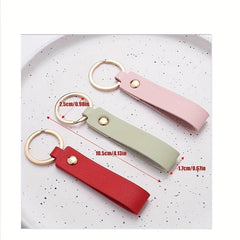 PU Leather Keychain Pendant Box Bag Accessories Car Key Rope Gift Ornament