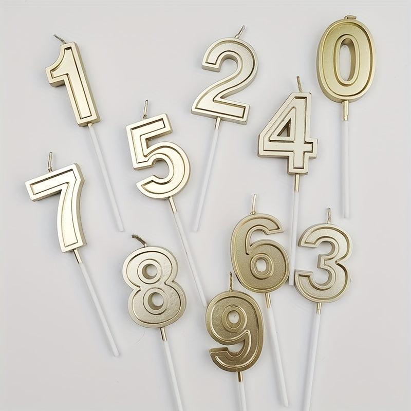 1pc Golden Number Birthday Candle 1 Year Old Party Cake Decoration