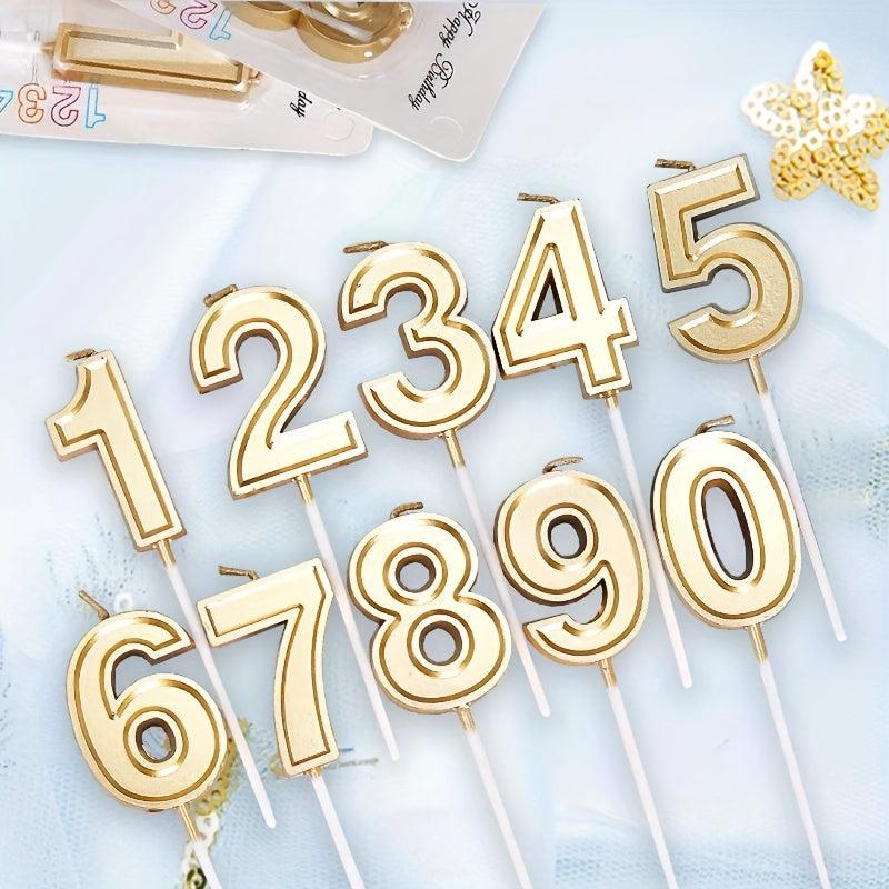 1pc Golden Number Birthday Candle 1 Year Old Party Cake Decoration