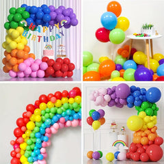 100pcs Rainbow Latex Balloons for Party Decor