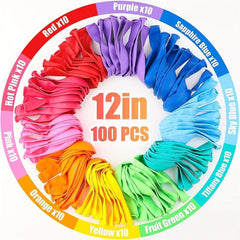100pcs Rainbow Latex Balloons for Party Decor