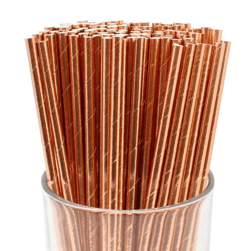 50pcs Metallic Rose & Laser Silver Paper Straws Disco Party Supplies
