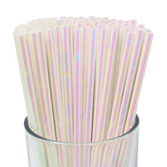 50pcs Metallic Rose & Laser Silver Paper Straws Disco Party Supplies