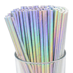 50pcs Metallic Rose & Laser Silver Paper Straws Disco Party Supplies