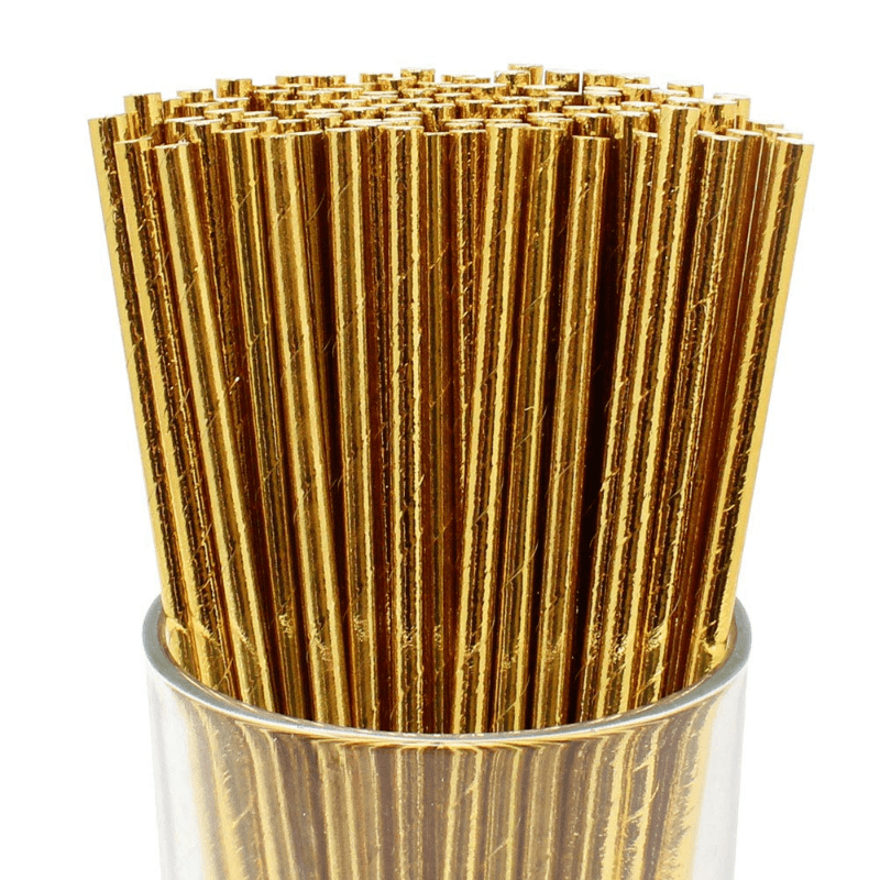 50pcs Metallic Rose & Laser Silver Paper Straws Disco Party Supplies