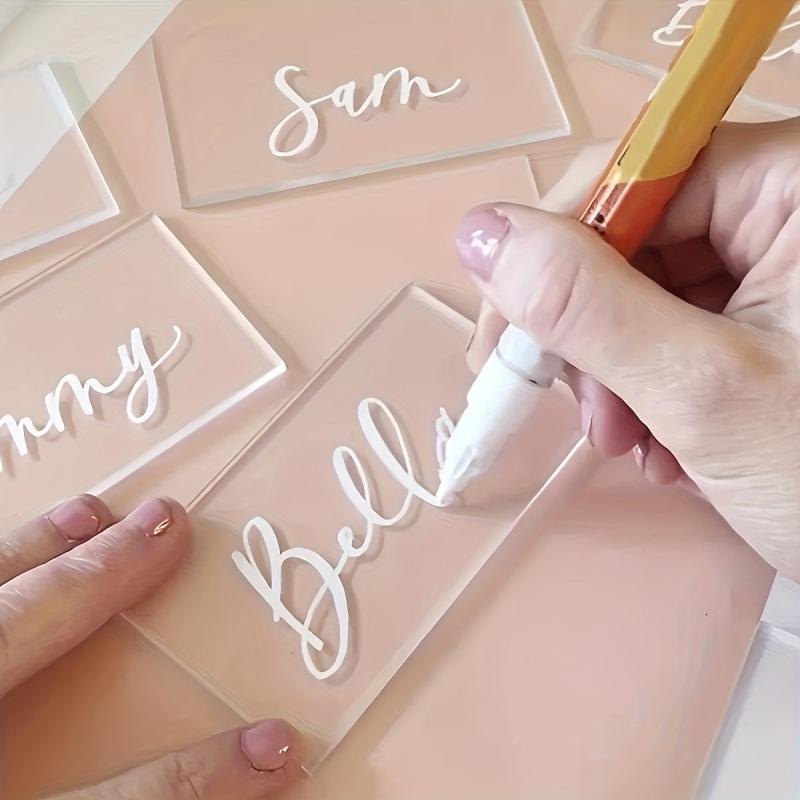 10pcs Acrylic Wedding Table Cards Rectangular Blank Name Cards DIY Handwritten