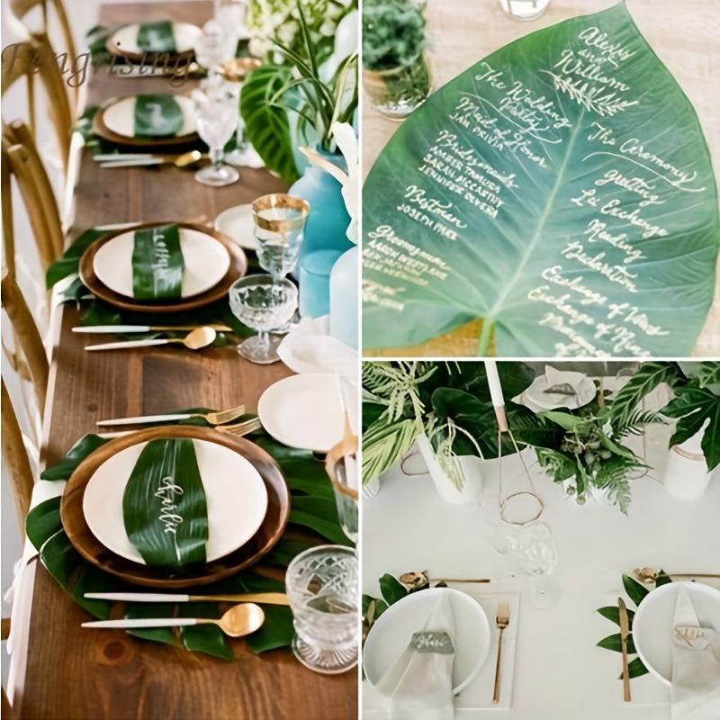 10pcs Artificial Palm Leaf Turtle Back Leaf Jungle Beach Theme Party Decor