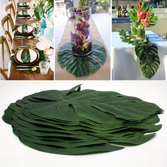 10pcs Artificial Palm Leaf Turtle Back Leaf Jungle Beach Theme Party Decor