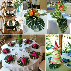 10pcs Artificial Palm Leaf Turtle Back Leaf Jungle Beach Theme Party Decor