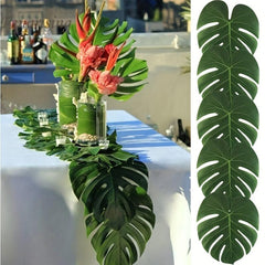 10pcs Artificial Palm Leaf Turtle Back Leaf Jungle Beach Theme Party Decor