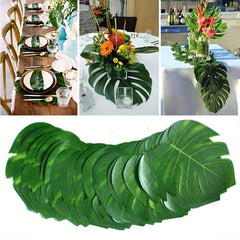 10pcs Artificial Palm Leaf Turtle Back Leaf Jungle Beach Theme Party Decor