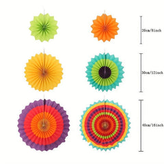 Carnival Colorful Paper Fan Flower Set Home Party Wedding Decoration