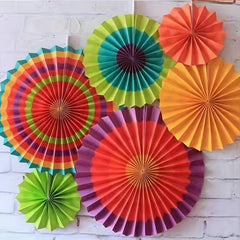 Carnival Colorful Paper Fan Flower Set Home Party Wedding Decoration