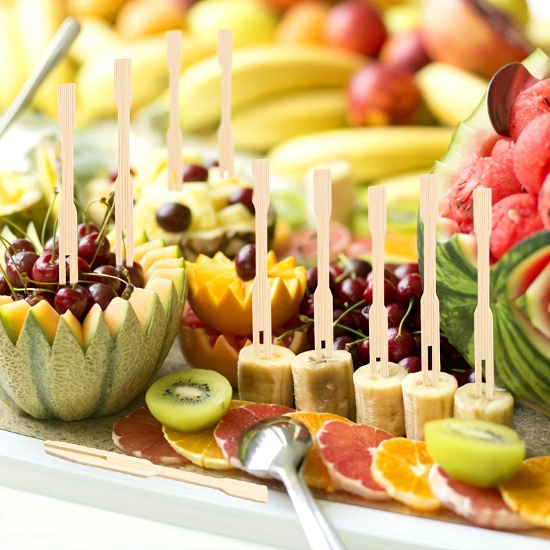 100 Bamboo Fruit Forks for Parties and Home Decor