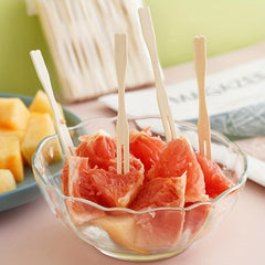 100 Bamboo Fruit Forks for Parties and Home Decor