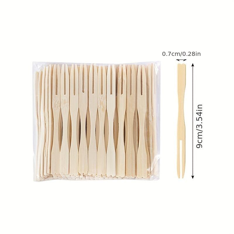 100 Bamboo Fruit Forks for Parties and Home Decor