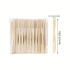 100 Bamboo Fruit Forks for Parties and Home Decor