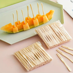 100 Bamboo Fruit Forks for Parties and Home Decor
