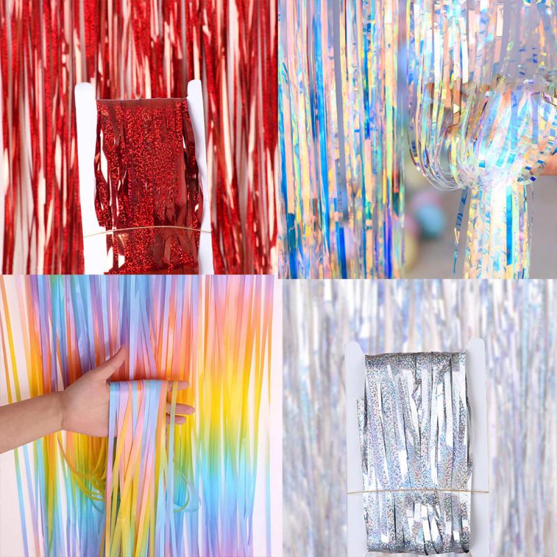 20 Styles 1.2M Rain Curtains Party Banner Supplies Birthday Home Room Decor