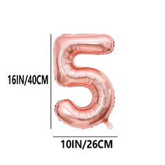 Rose Golden Number 0-9 Letters Aluminum Film Balloon Birthday Party Decoration