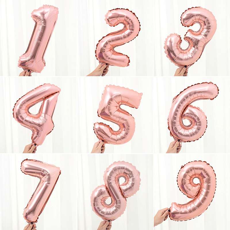 Rose Golden Number 0-9 Letters Aluminum Film Balloon Birthday Party Decoration
