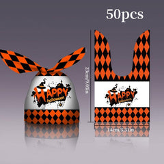50pcs Halloween Packaging Bag Rabbit Ears Pumpkin Candy Bag