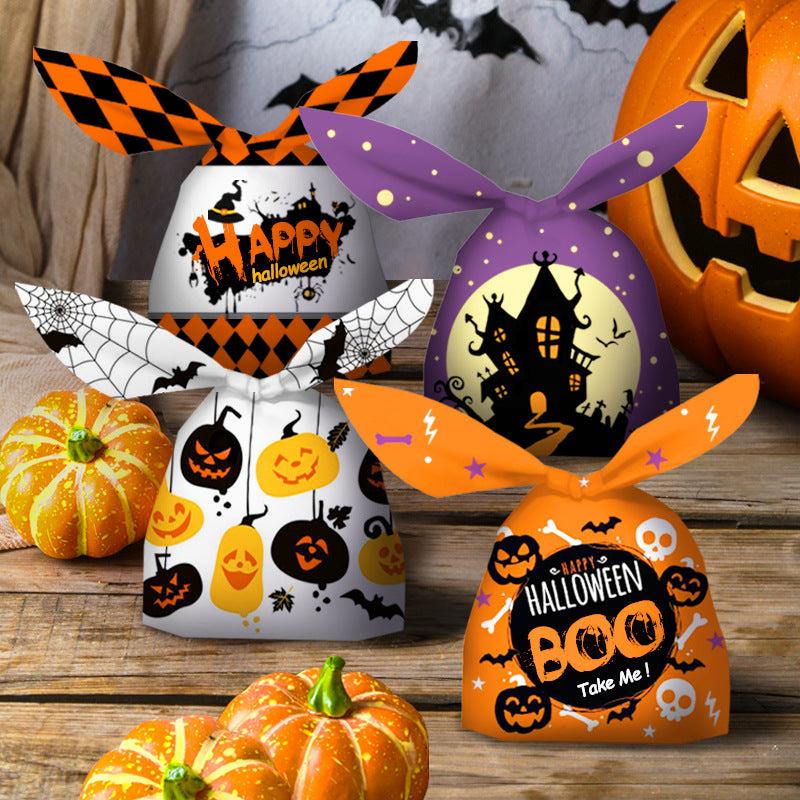 50pcs Halloween Packaging Bag Rabbit Ears Pumpkin Candy Bag