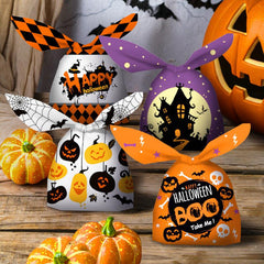 50pcs Halloween Packaging Bag Rabbit Ears Pumpkin Candy Bag