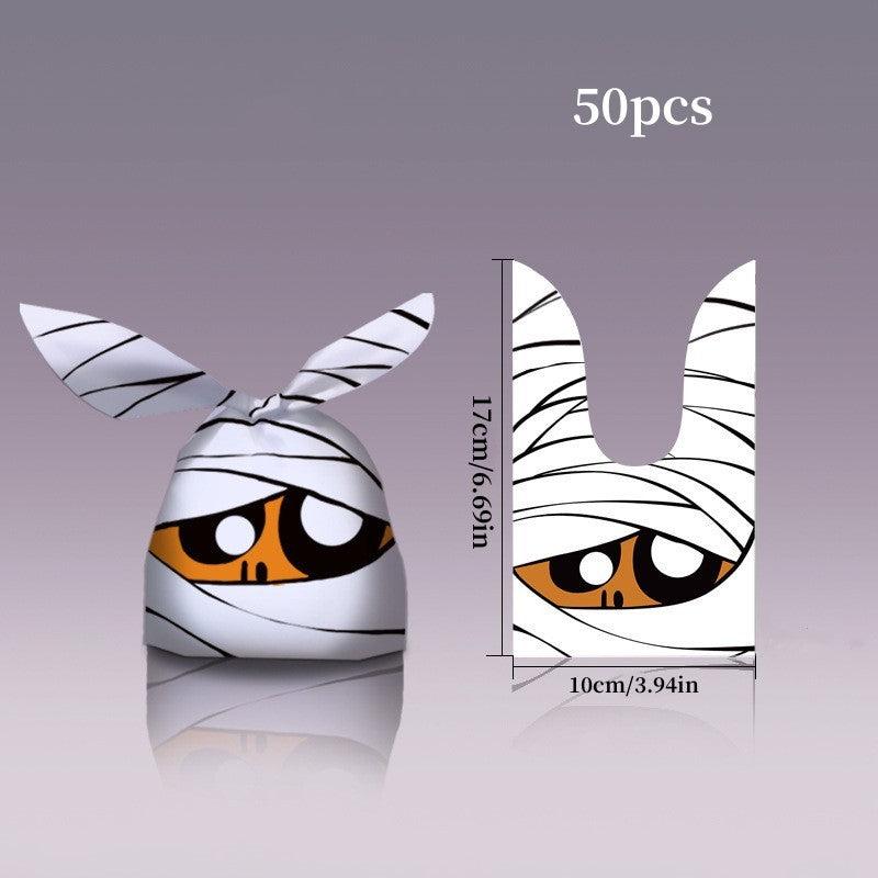 50pcs Halloween Packaging Bag Rabbit Ears Pumpkin Candy Bag