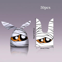 50pcs Halloween Packaging Bag Rabbit Ears Pumpkin Candy Bag
