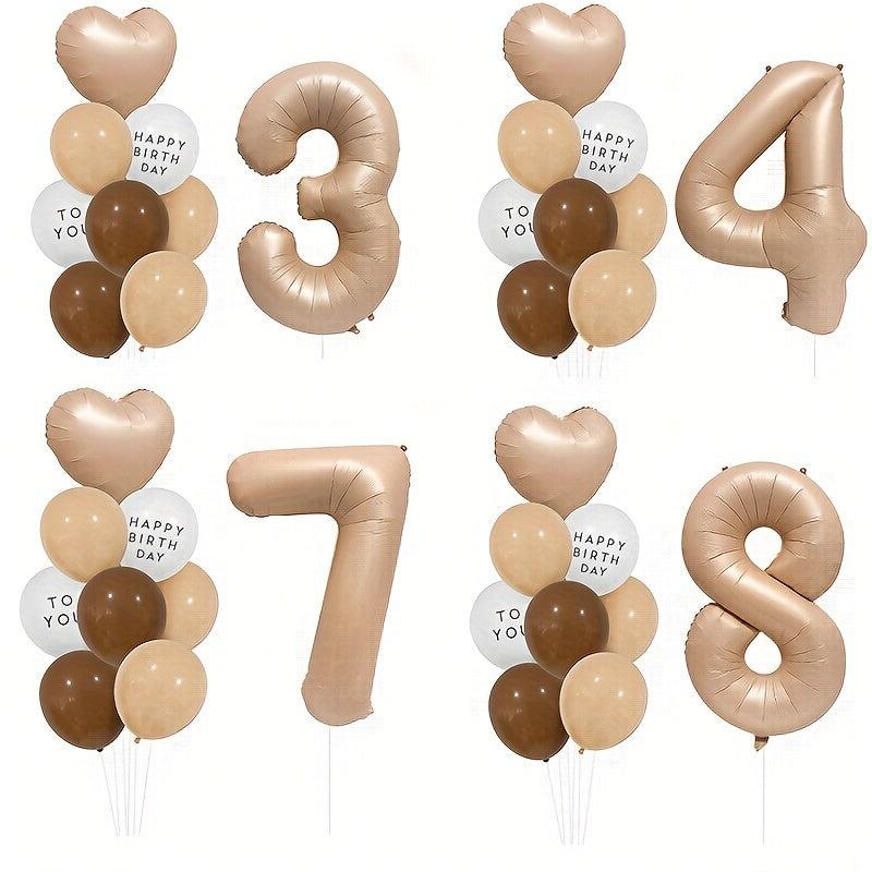 12pcs Caramel Heart Balloons 30 Foil Balloons for Birthday Wedding Party Decor
