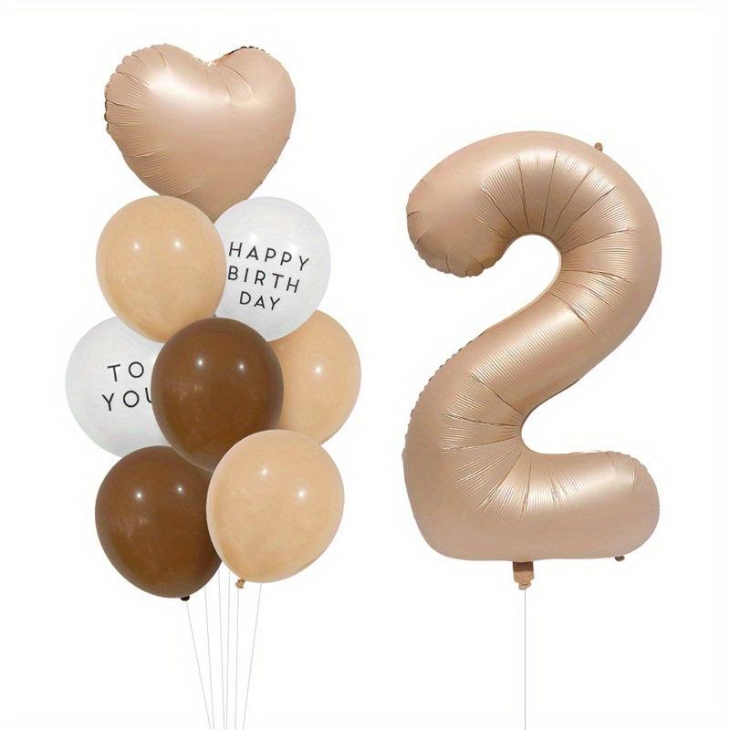 12pcs Caramel Heart Balloons 30 Foil Balloons for Birthday Wedding Party Decor