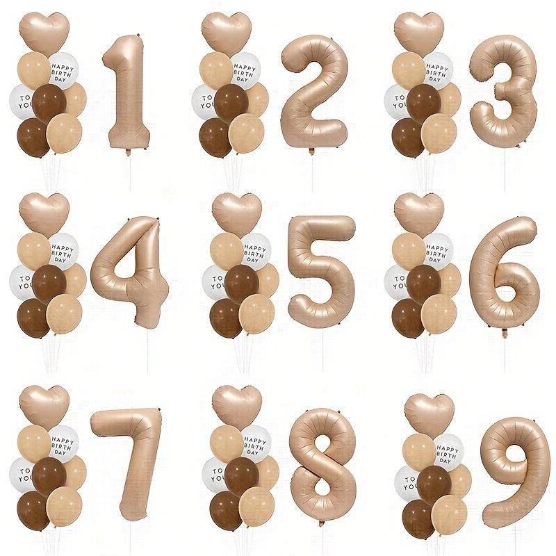 12pcs Caramel Heart Balloons 30 Foil Balloons for Birthday Wedding Party Decor