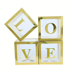 5 Golden Balloon Boxes with 52 Letters - Birthday Surprise Box Decoration