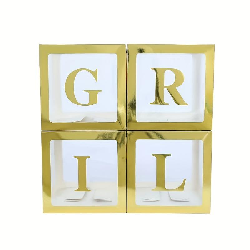 5 Golden Balloon Boxes with 52 Letters - Birthday Surprise Box Decoration