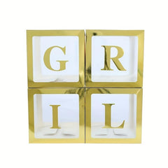 5 Golden Balloon Boxes with 52 Letters - Birthday Surprise Box Decoration