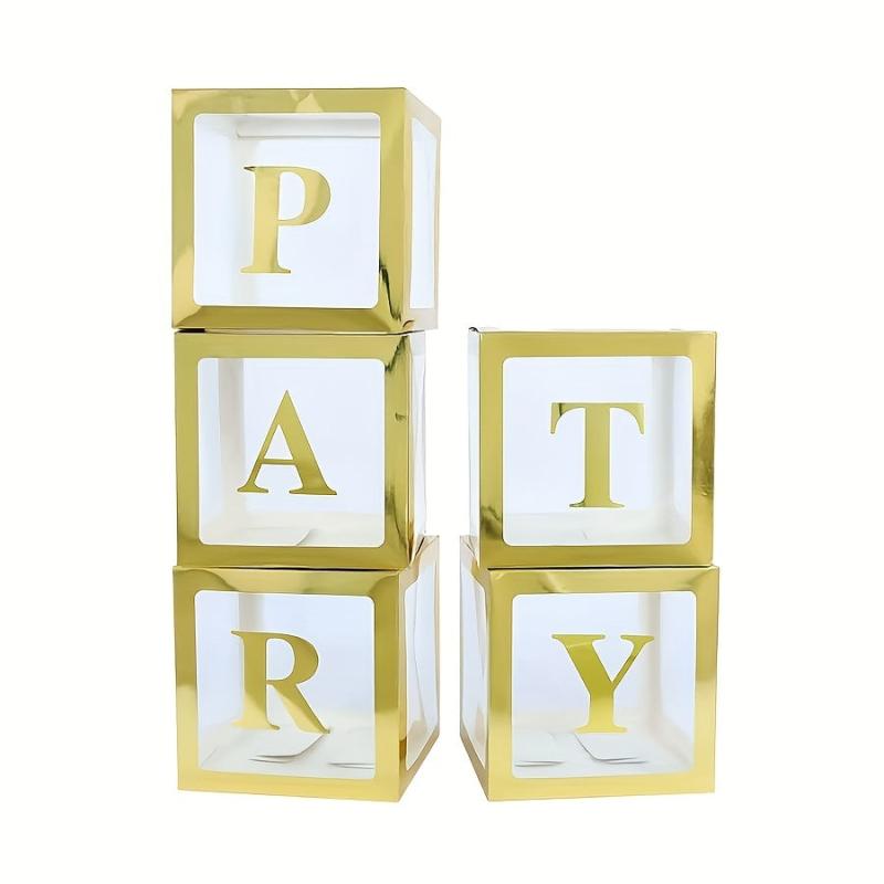 5 Golden Balloon Boxes with 52 Letters - Birthday Surprise Box Decoration