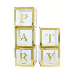 5 Golden Balloon Boxes with 52 Letters - Birthday Surprise Box Decoration