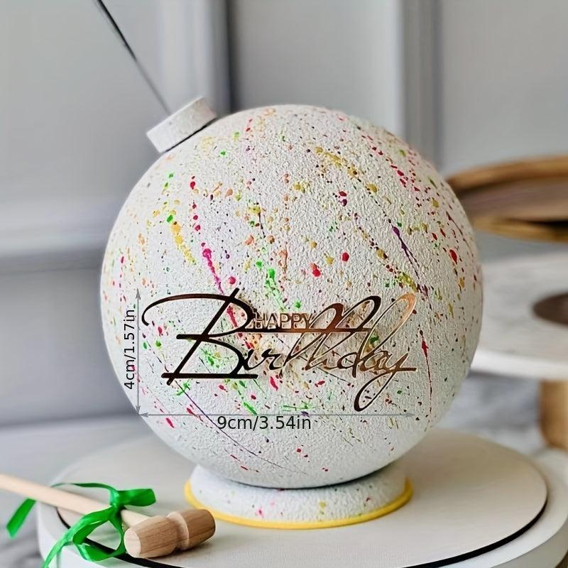 Happy Birthday Acrylic Cake Decoration - Dessert Table Dress Up Supplies
