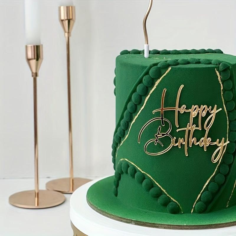 Happy Birthday Acrylic Cake Decoration - Dessert Table Dress Up Supplies