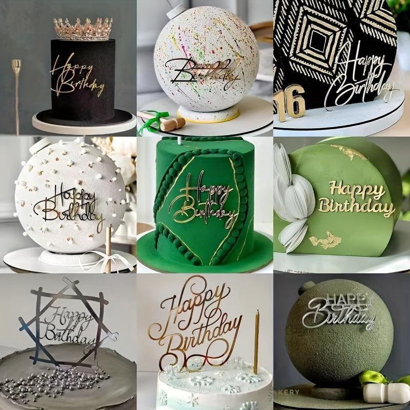 Happy Birthday Acrylic Cake Decoration - Dessert Table Dress Up Supplies
