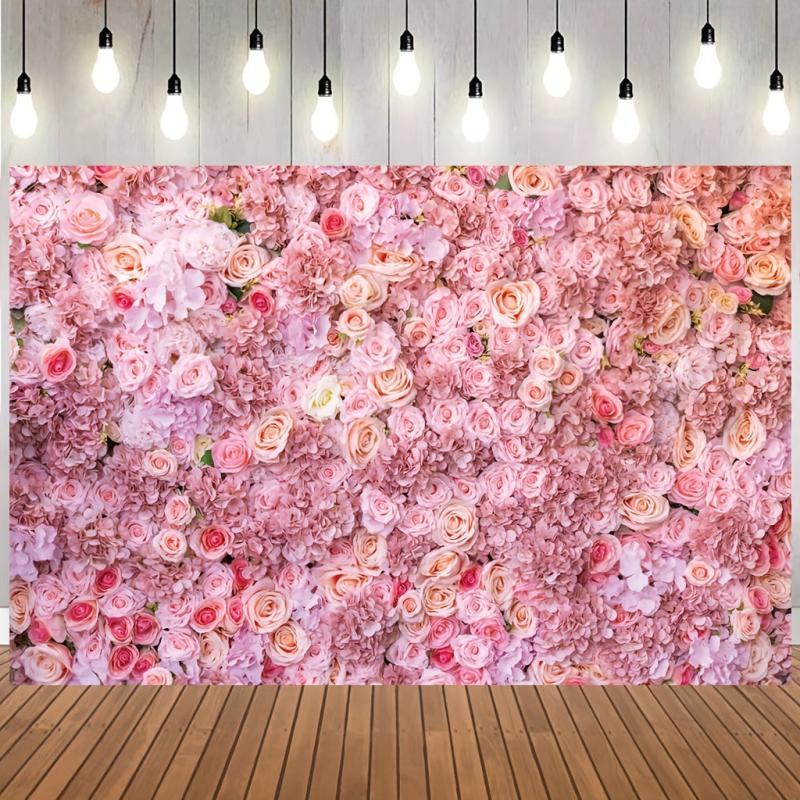 Pink Rose Flowers Backdrop for Parties, 152x101 cm