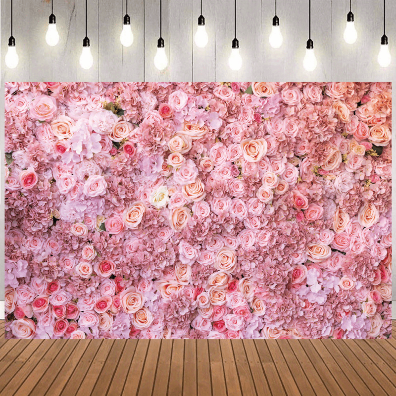 Pink Rose Flowers Backdrop for Parties, 152x101 cm