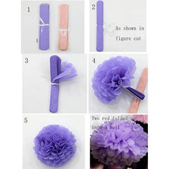 14pcs DIY Paper Flower Ball Pom Pom Charm Decoration