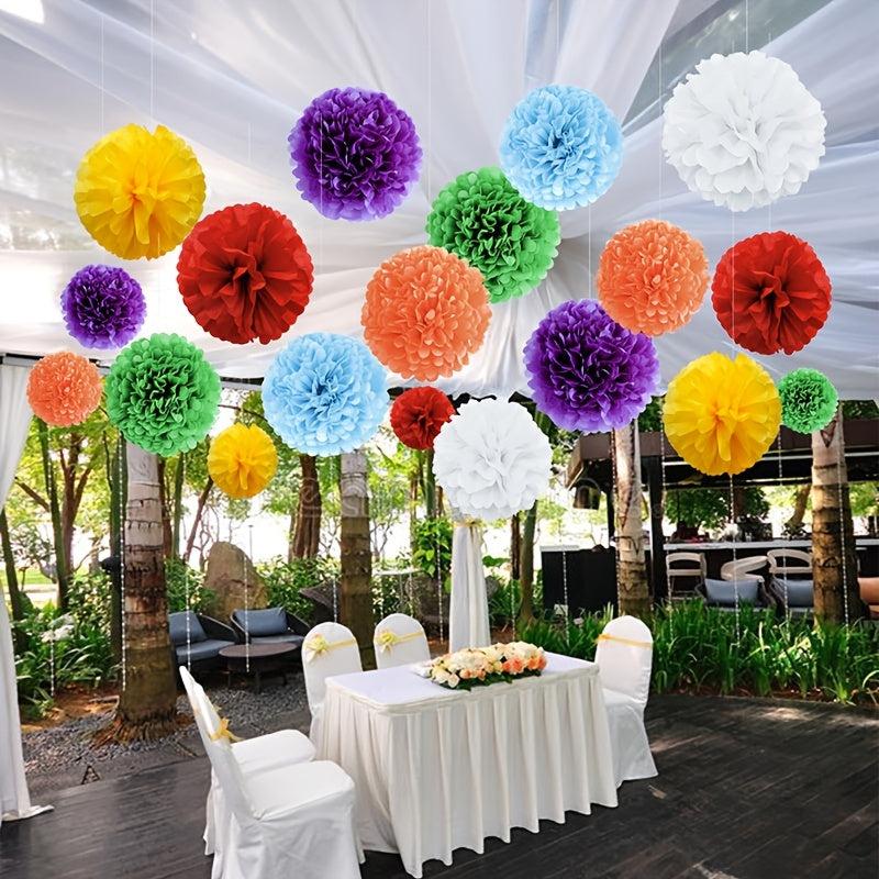 14pcs DIY Paper Flower Ball Pom Pom Charm Decoration