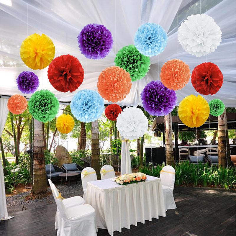 14pcs DIY Paper Flower Ball Pom Pom Charm Decoration